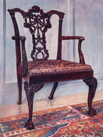 Mahogany Arm-Chair--Style of Chippendale by Edwin John Foley